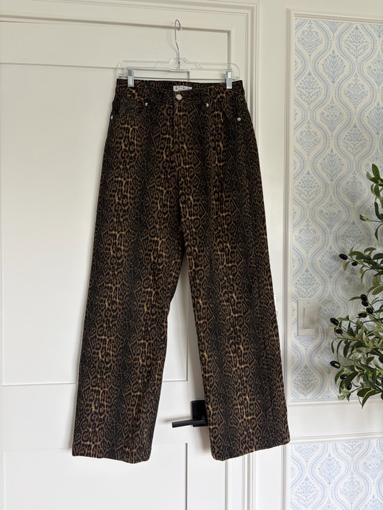 Ettelo Denim - Ettelo Leopard Print Wide Leg Jeans - Brown & Black